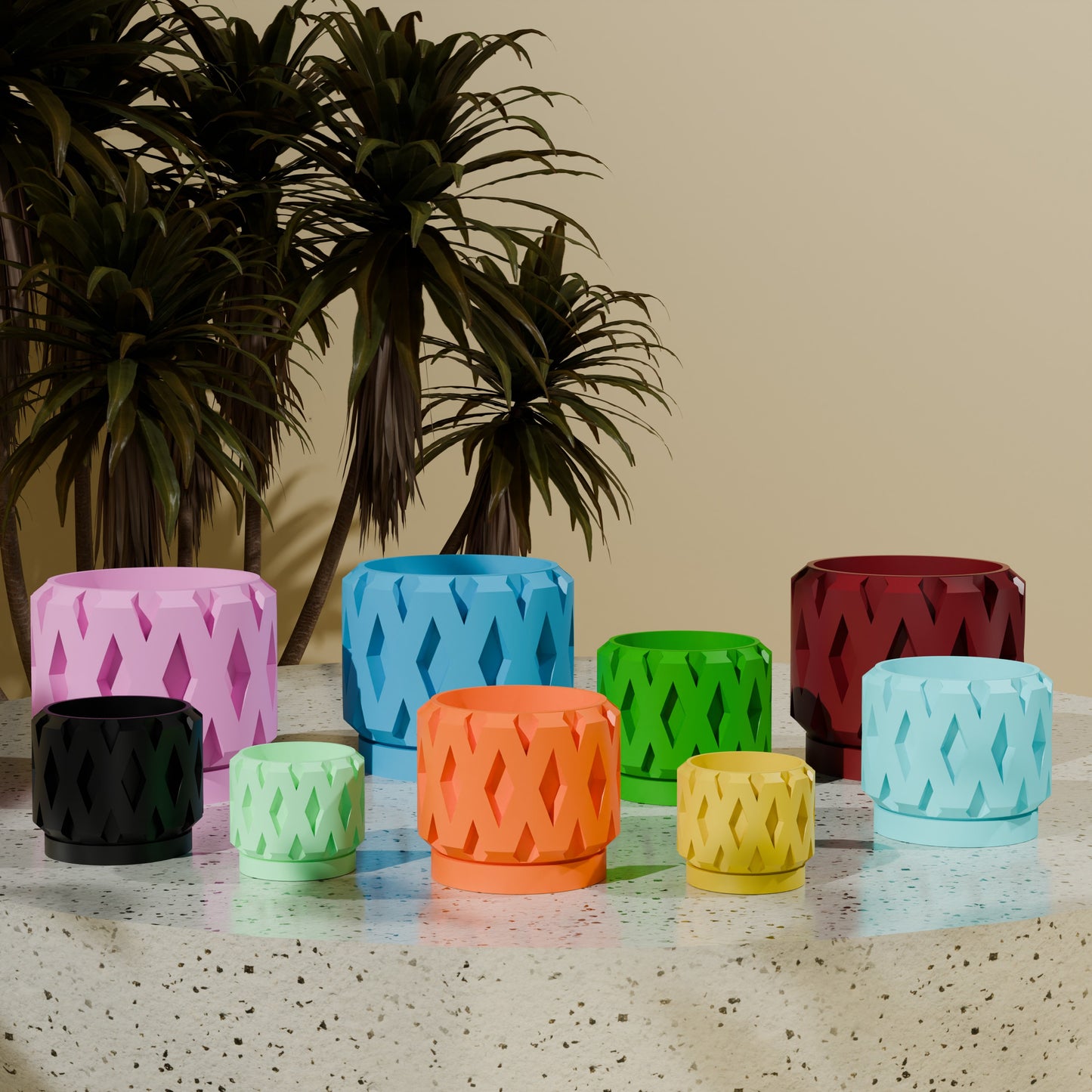 Rizo Retro Style Diamond Pattern Planter