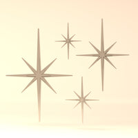 Mid Century Modern Elongated Starbursts Set of 4