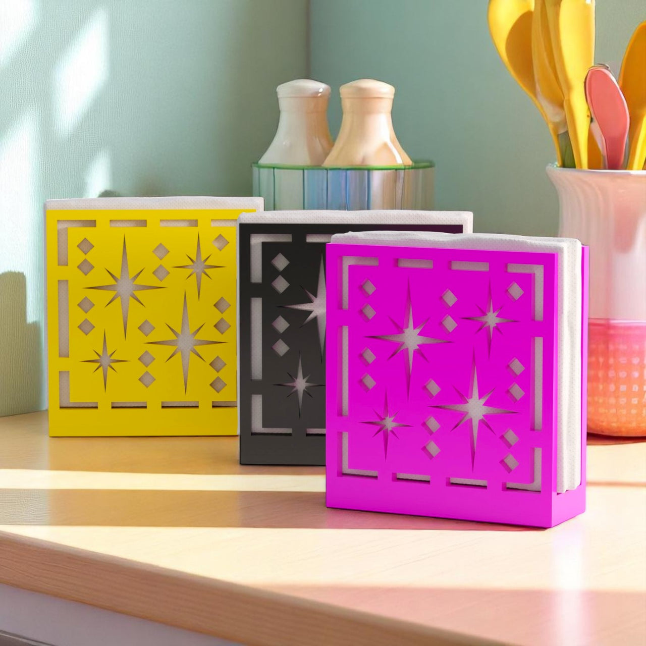 Midcentury Quad Starburst Retro Napkin Holder