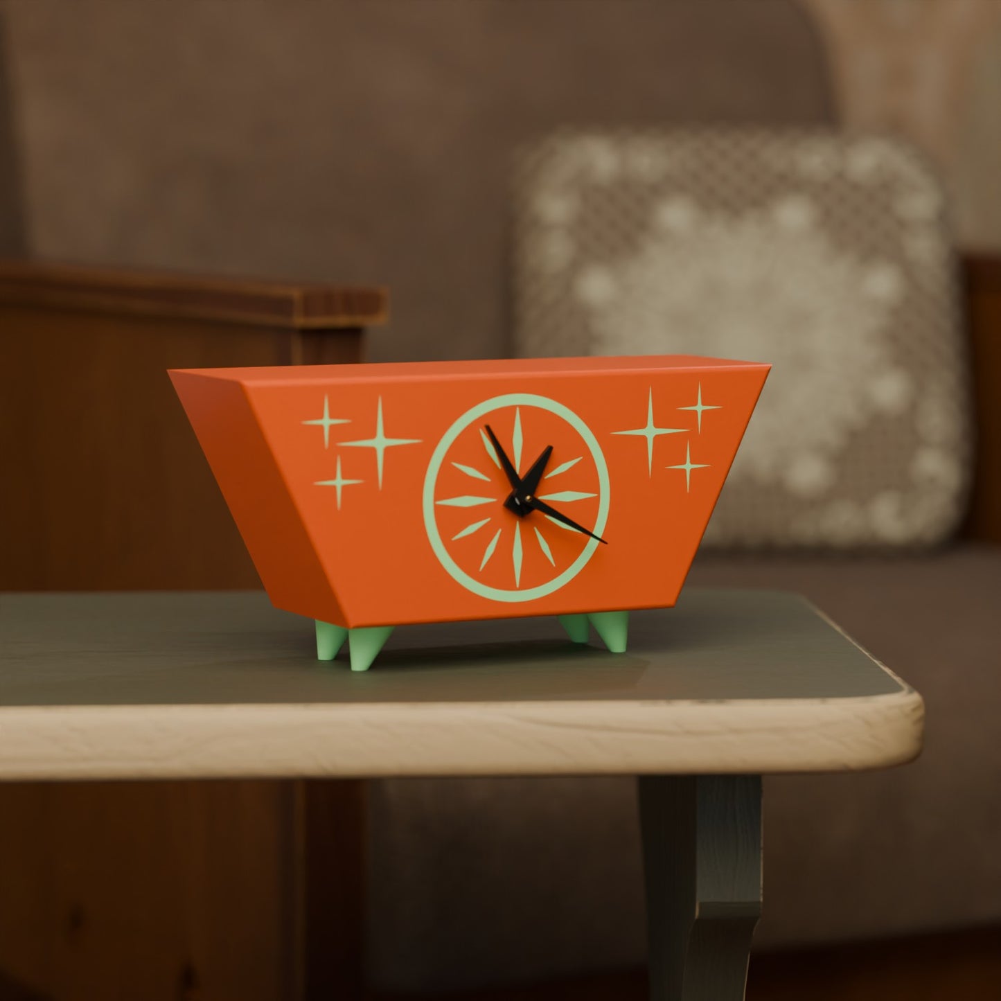 Starburst Radiant Desk Clock Mid Century Modern