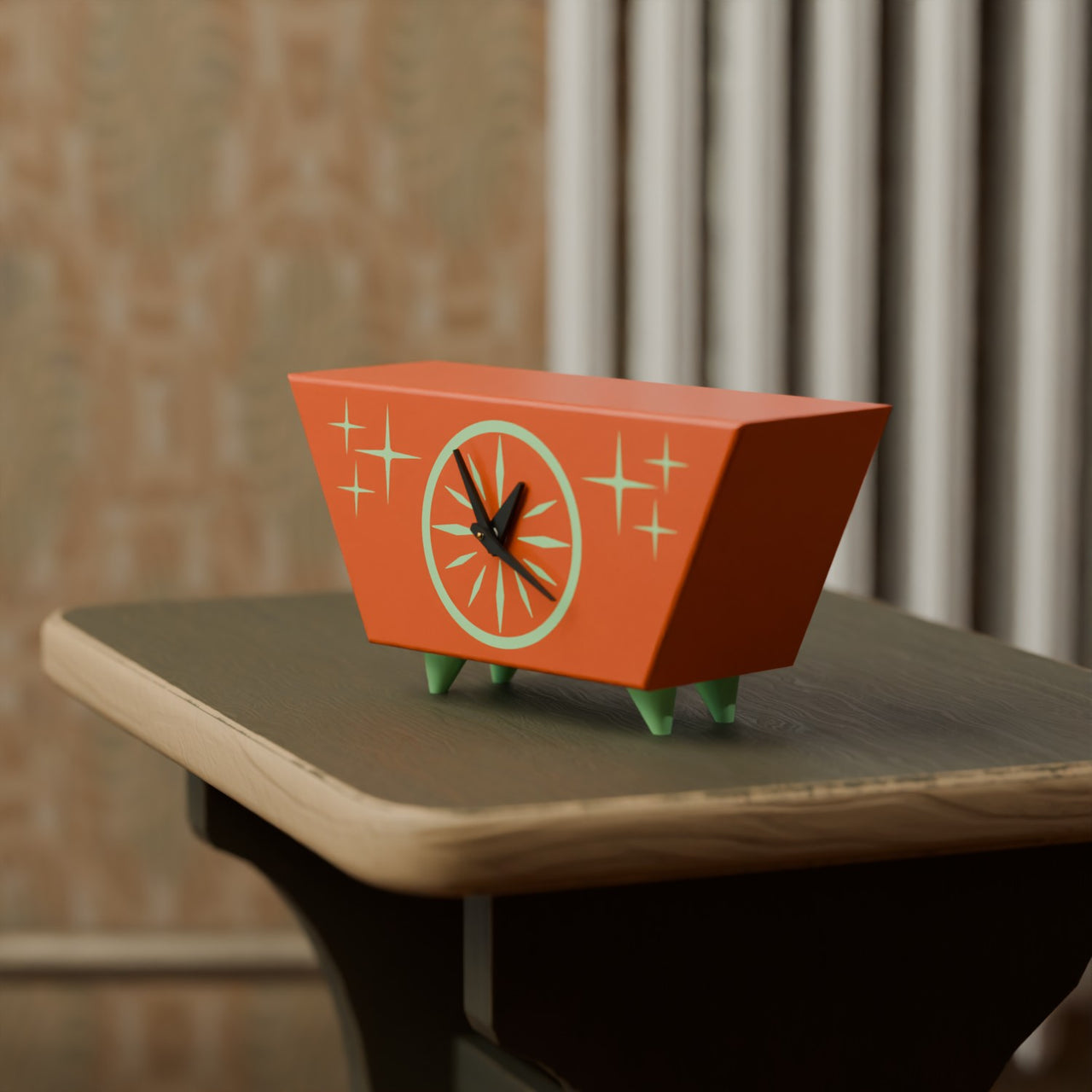 Starburst Radiant Desk Clock Mid Century Modern