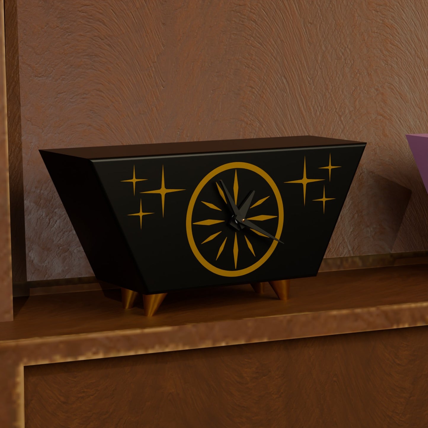 Starburst Radiant Desk Clock Mid Century Modern