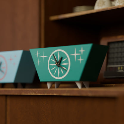 Starburst Radiant Desk Clock Mid Century Modern