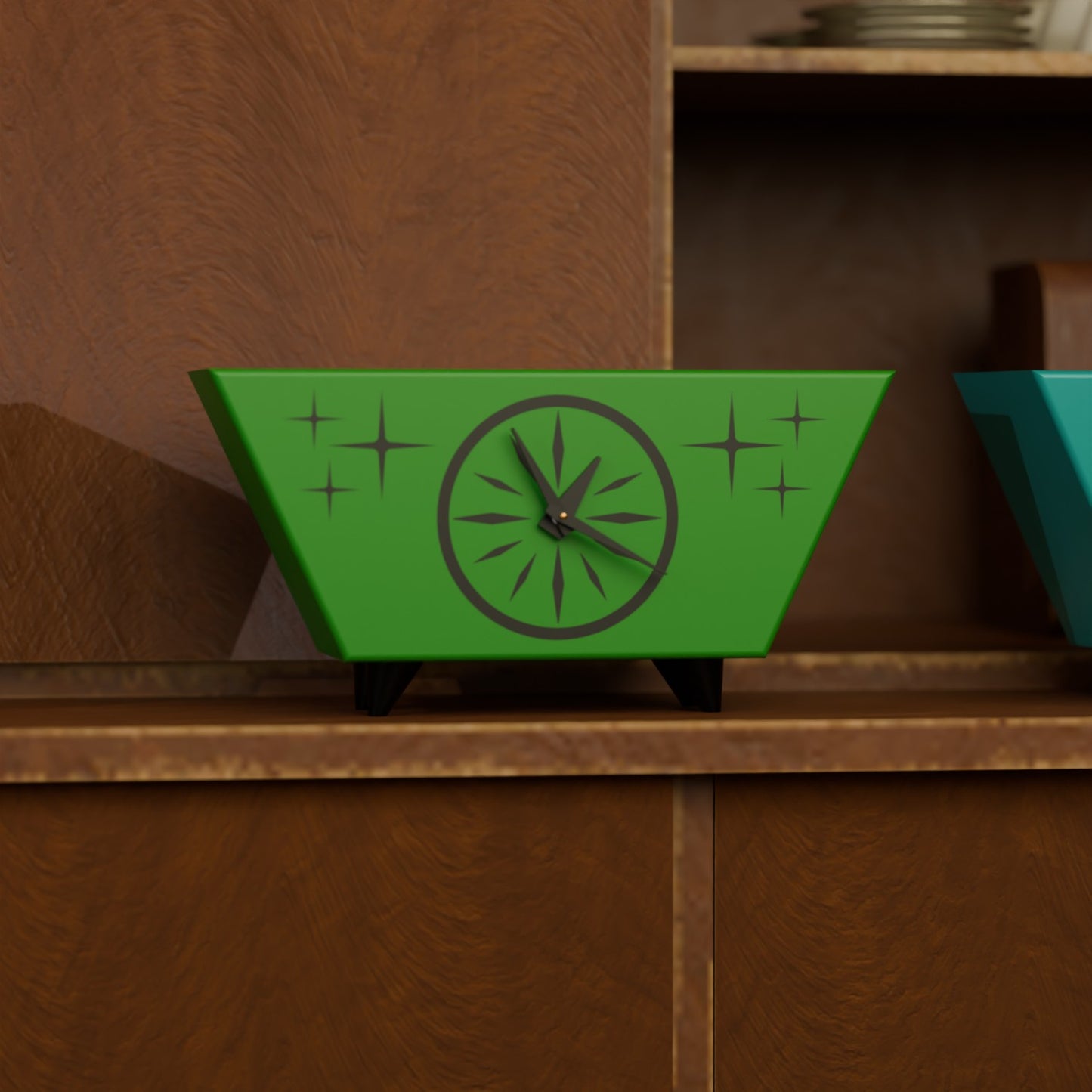 Starburst Radiant Desk Clock Mid Century Modern