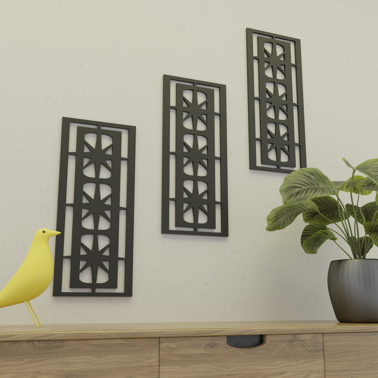 Starlight Ovals Midcentury Modern Wall Panel Set of 3