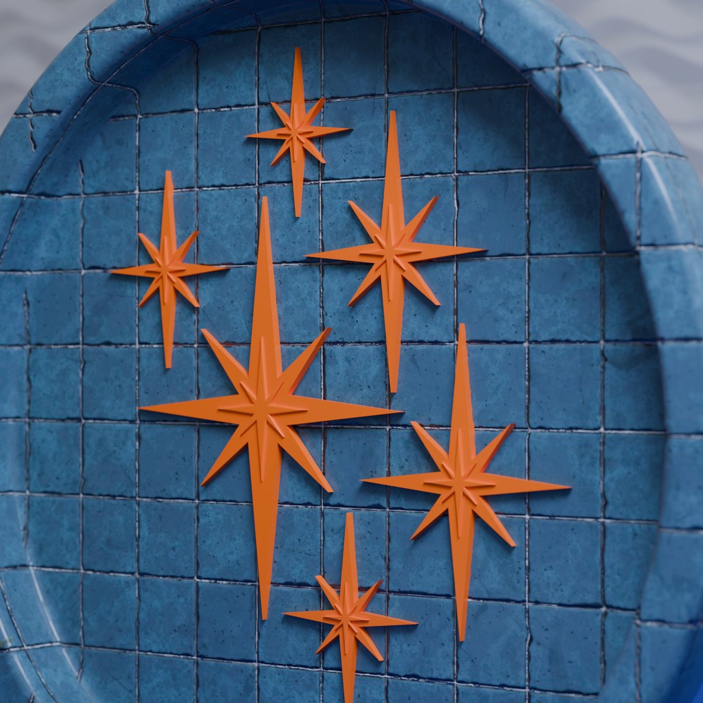 Retro Mini Mid Century Modern Starbursts Set of 6