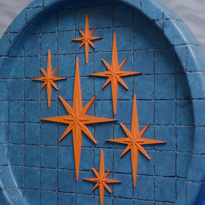 Retro Mini Mid Century Modern Starbursts Set of 6