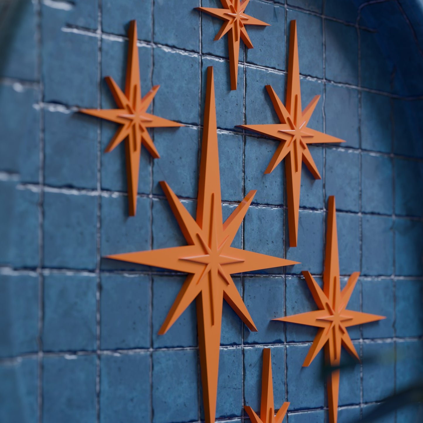 Retro Mini Mid Century Modern Starbursts Set of 6