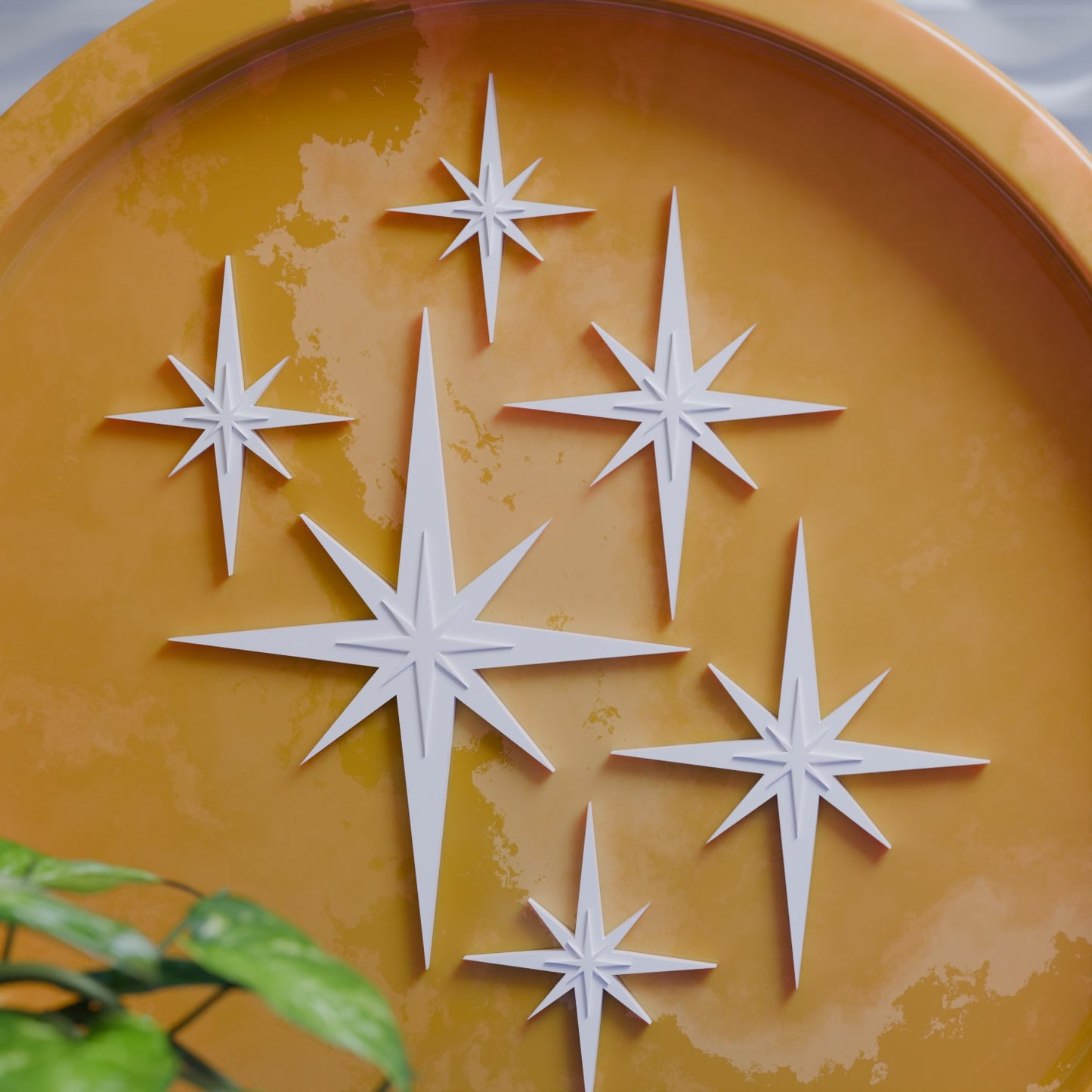 Retro Mini Mid Century Modern Starbursts Set of 6