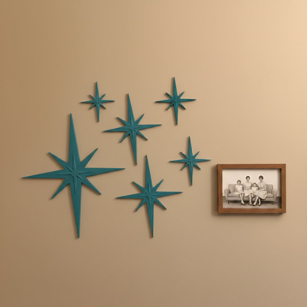 Retro Mini Mid Century Modern Starbursts Set of 6