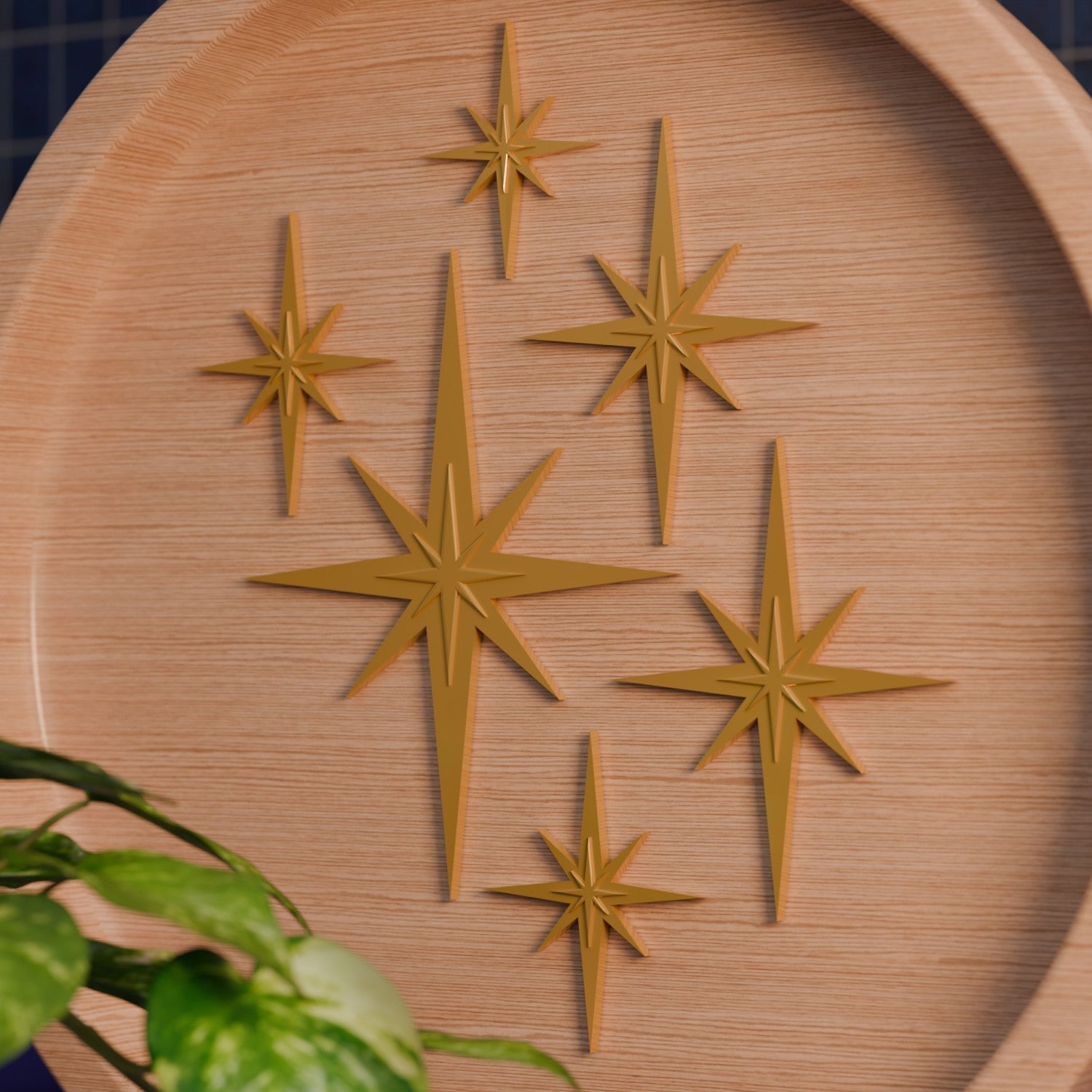 Retro Mini Mid Century Modern Starbursts Set of 6