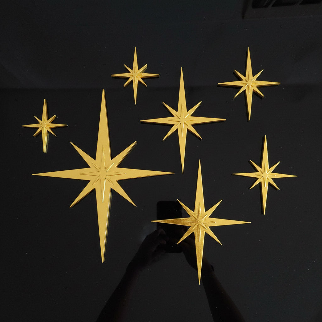 Retro Mini Mid Century Modern Starbursts Set of 6