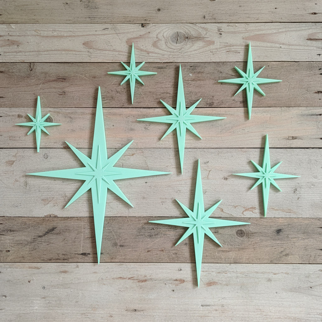 Retro Mini Mid Century Modern Starbursts Set of 6