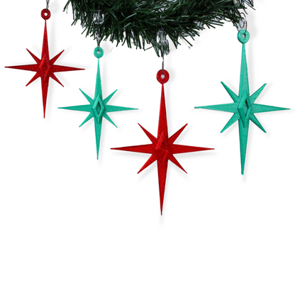 Midcentury Modern Starbursts Ornaments (4 Pack)
