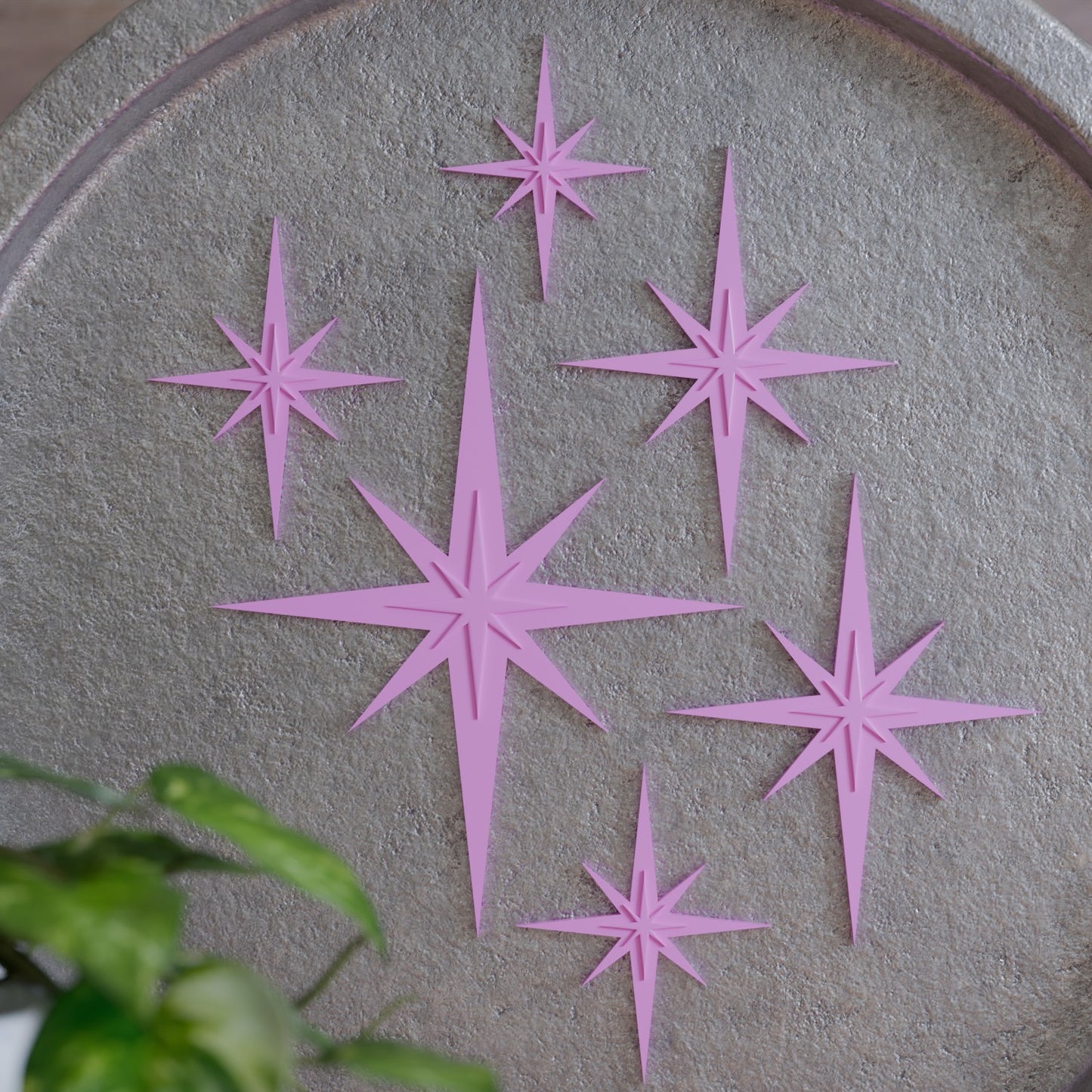 Retro Mini Mid Century Modern Starbursts Set of 6