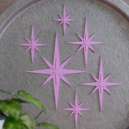 Retro Mini Mid Century Modern Starbursts Set of 6