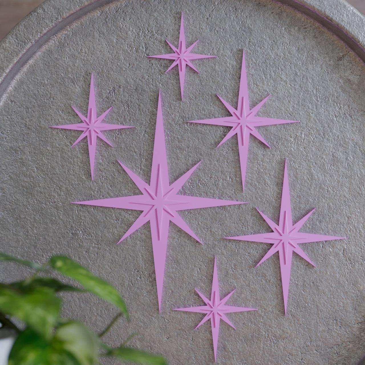 Retro Mini Mid Century Modern Starbursts Set of 6