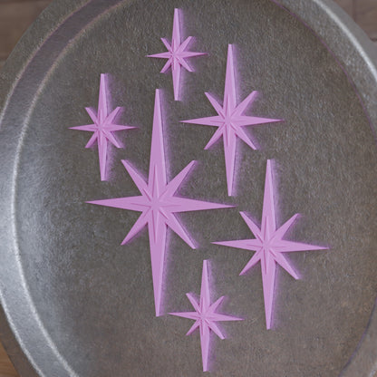 Retro Mini Mid Century Modern Starbursts Set of 6
