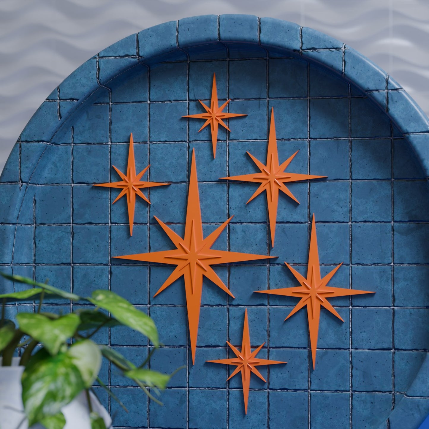 Retro Mini Mid Century Modern Starbursts Set of 6