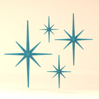 Mid Century Modern Elongated Starbursts Set of 4