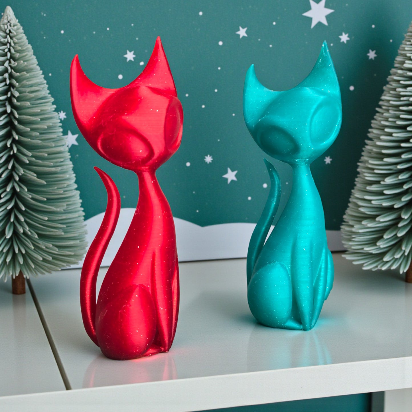 Holiday Atomic Cat Sculptures
