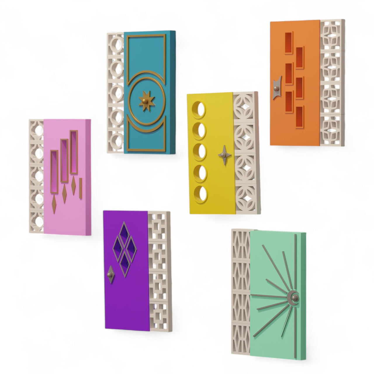 Mid Century Modern Doors Refrigerator Magnets