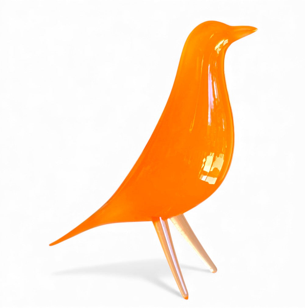 Mid Century Eames Styled Minimalist Bird Sculpture Solar Flare Orange