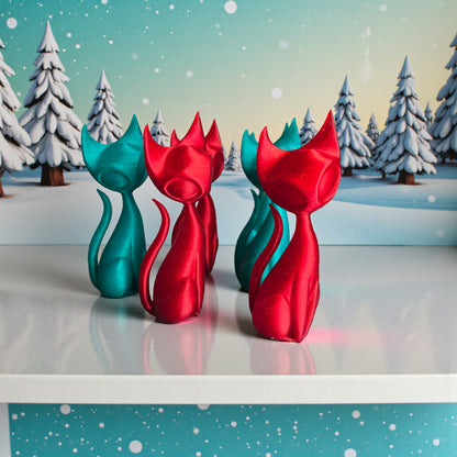 Holiday Atomic Cat Sculptures