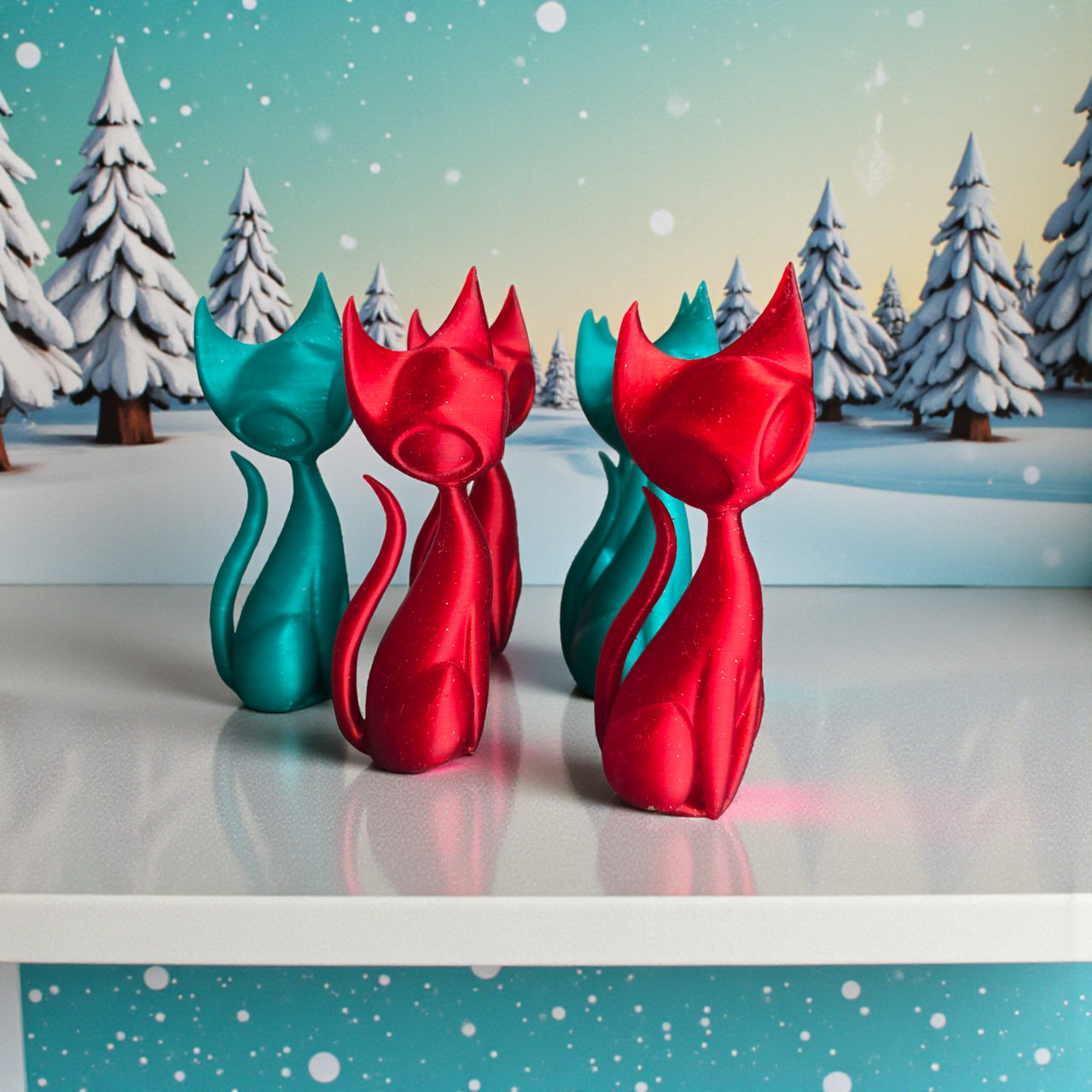 Holiday Atomic Cat Sculptures