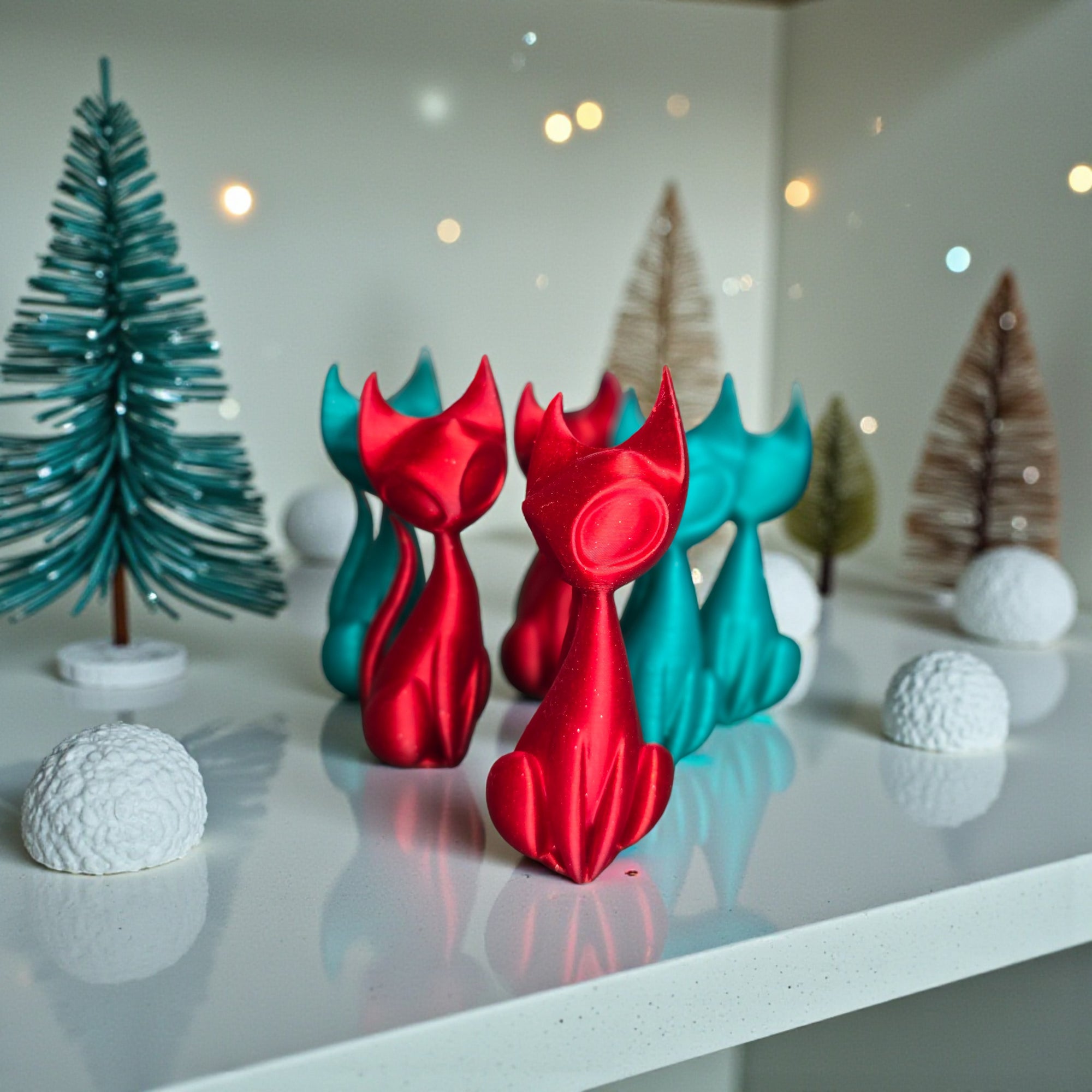 Holiday Atomic Cat Sculptures
