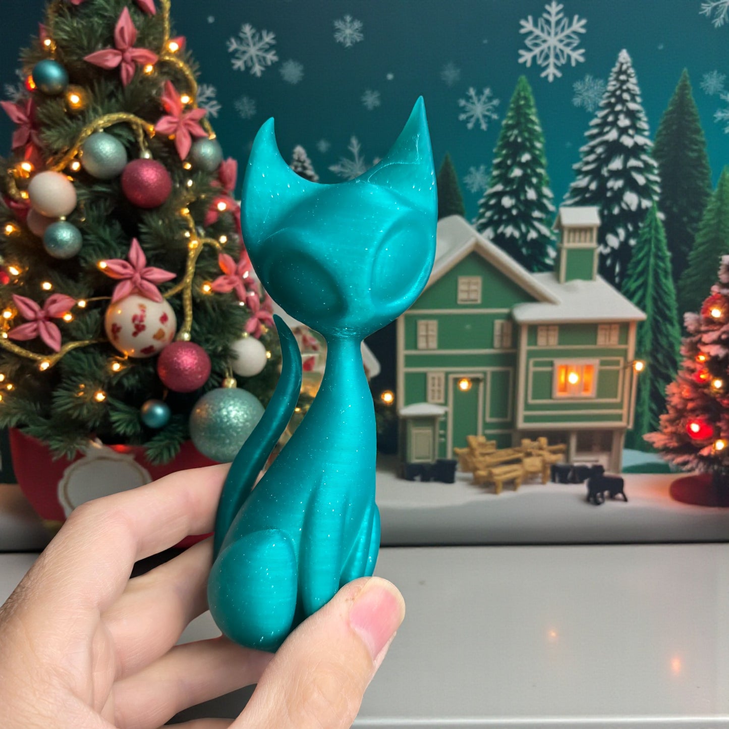 Holiday Atomic Cat Sculptures