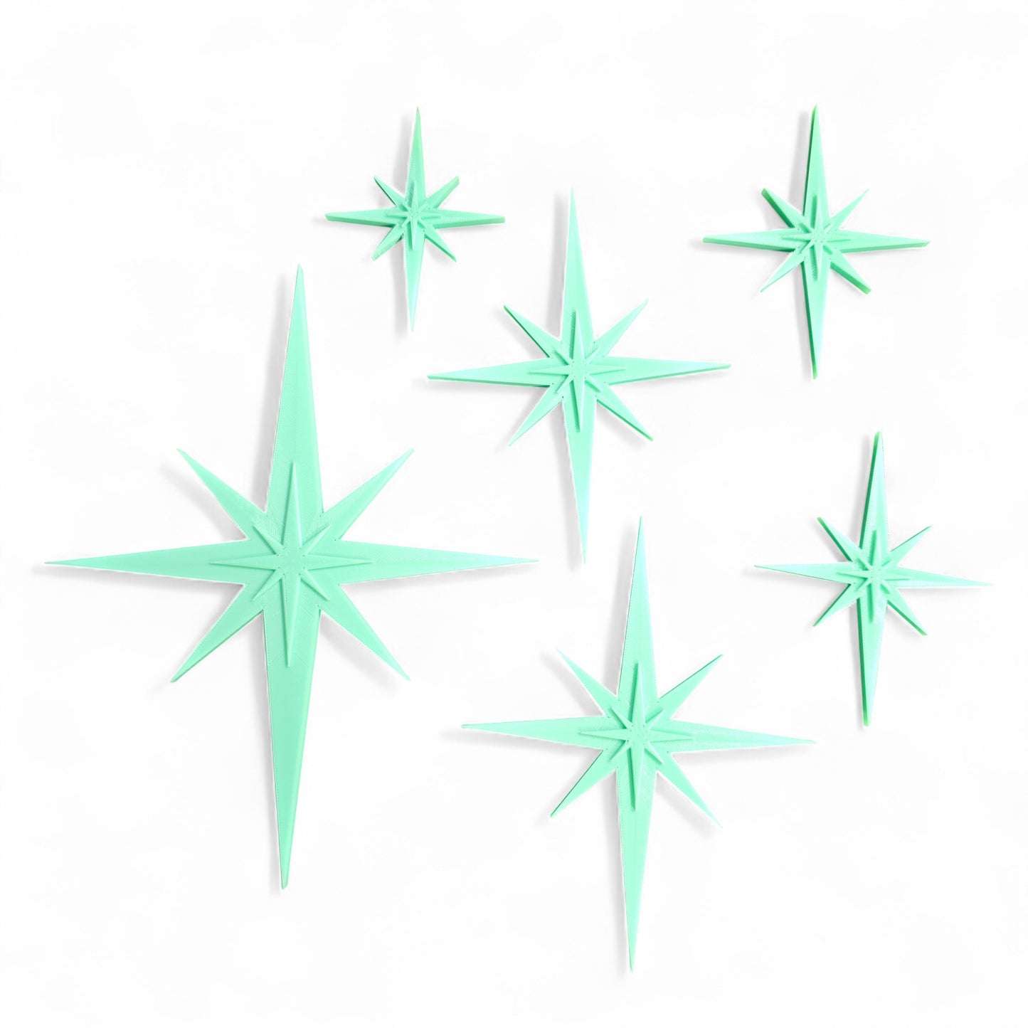 Retro Mini Mid Century Modern Starbursts Set of 6