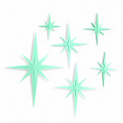 Retro Mini Mid Century Modern Starbursts Set of 6