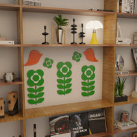 Retro 1970s Inspired Flower Power Bird Wall Decor Set