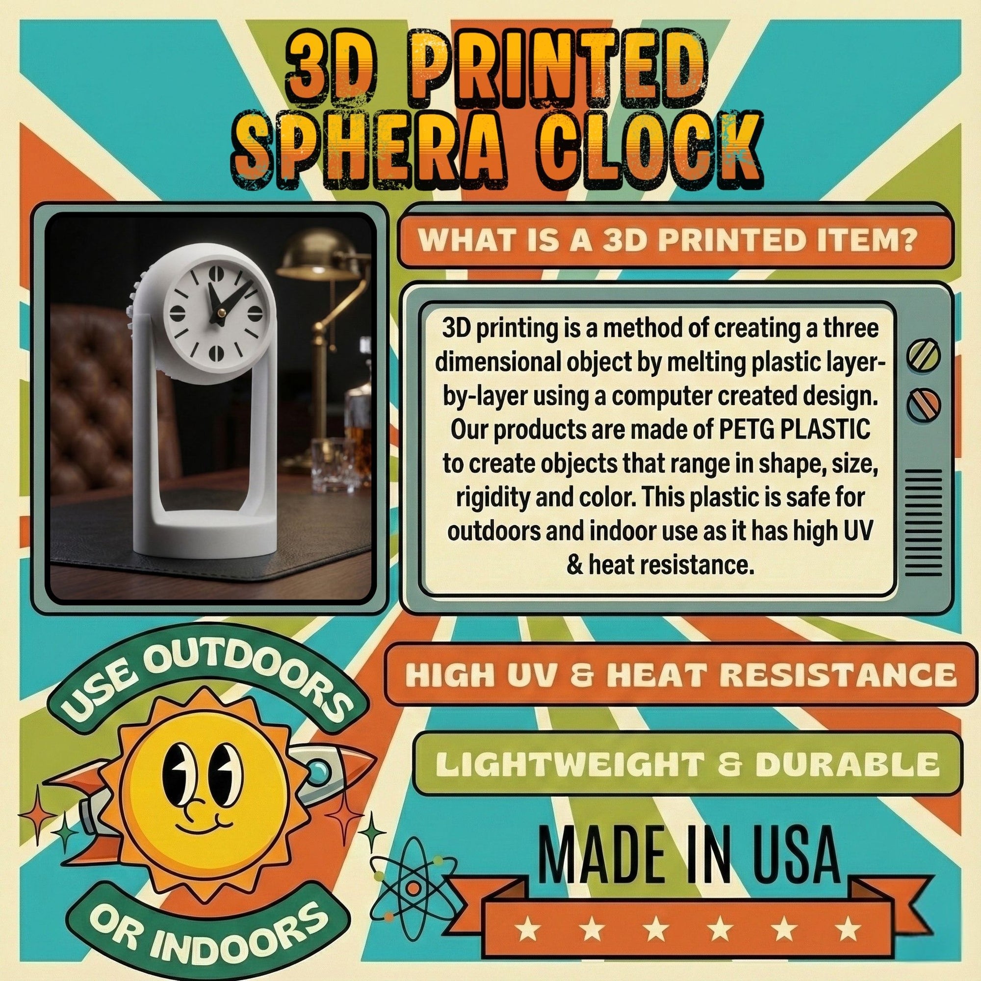 The Sphera Round Retro Style 70s Clock