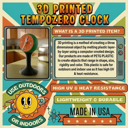 The Tempozero Space Age Tulip 1970s Styled Retro Pedestal Clock