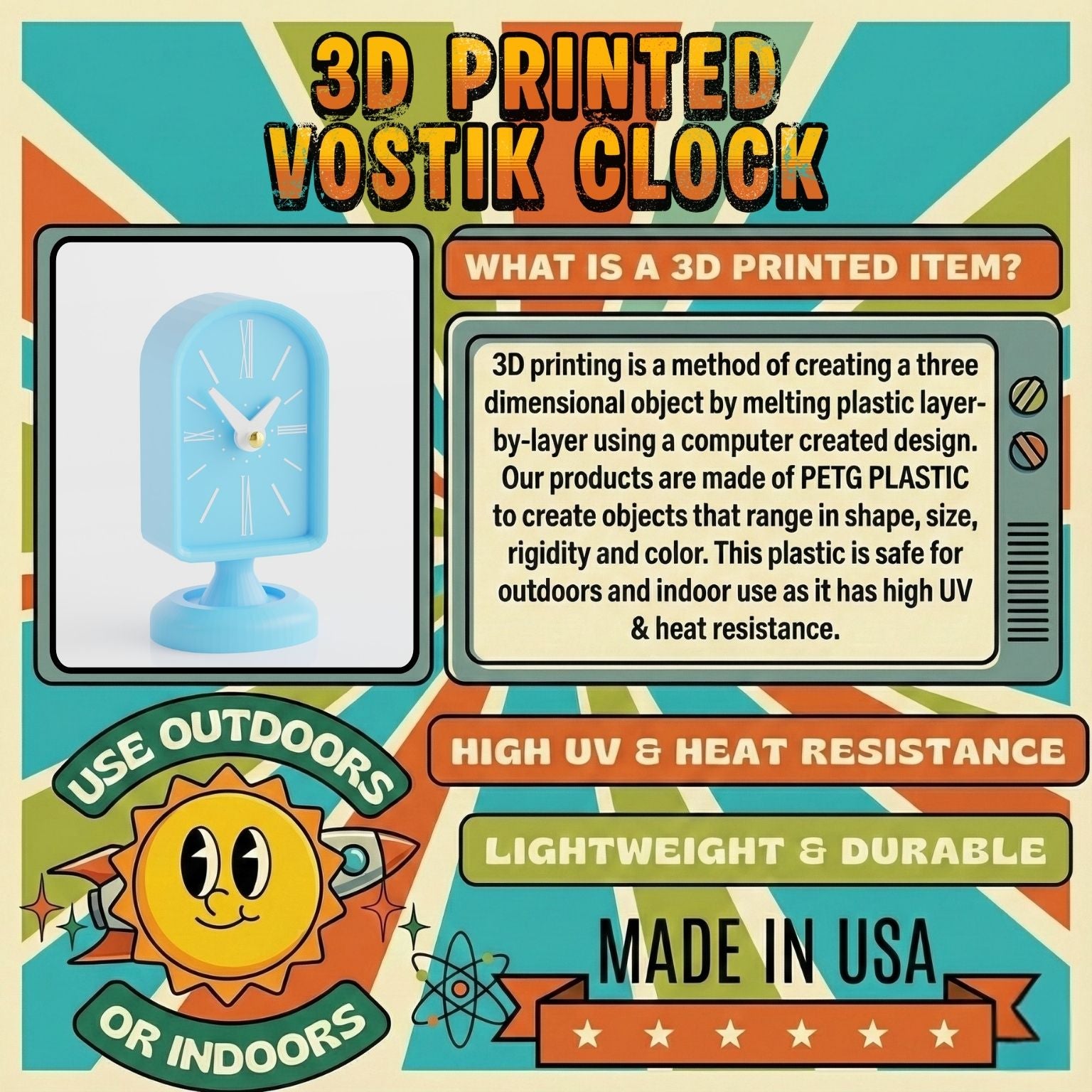The Vostik Retro Space Age 60s Clock