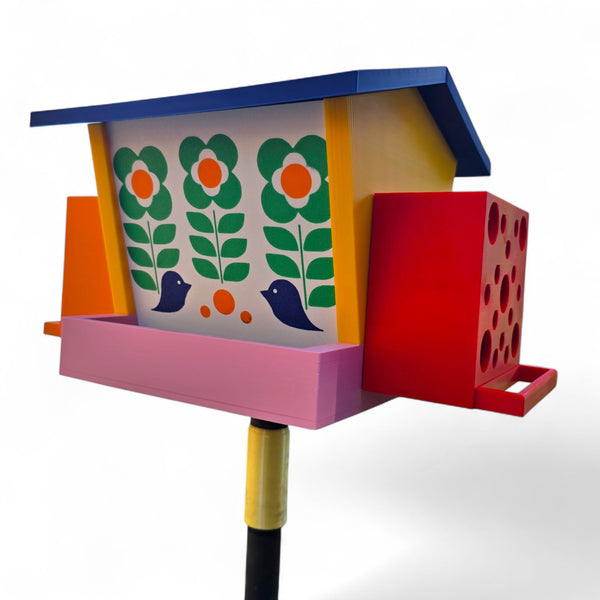Retro Groovy Abstract 70s Style Bird Feeder with Suet Holders