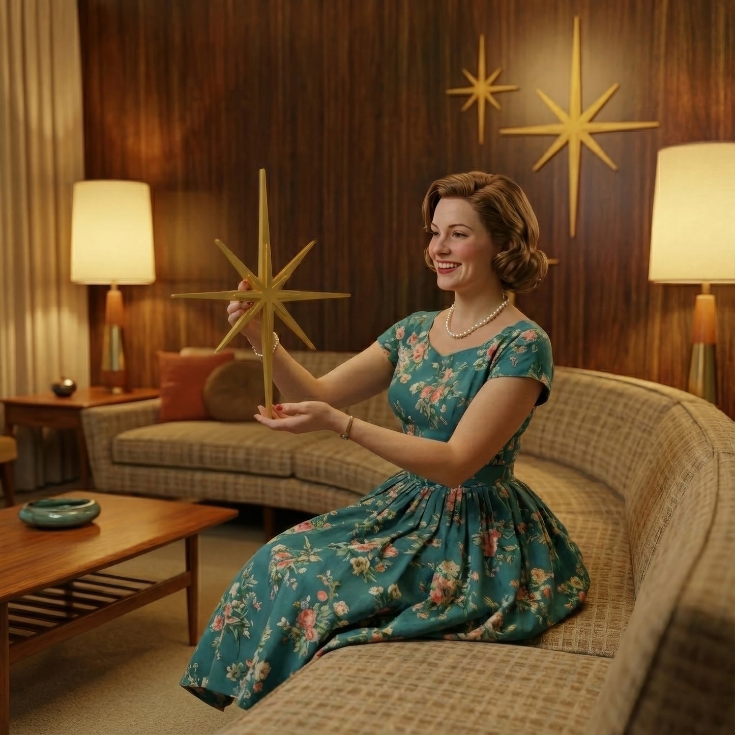 Mid Century Modern Elongated Starbursts Set of 4