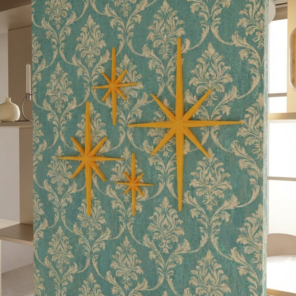 Mid Century Modern Elongated Starbursts Set of 4