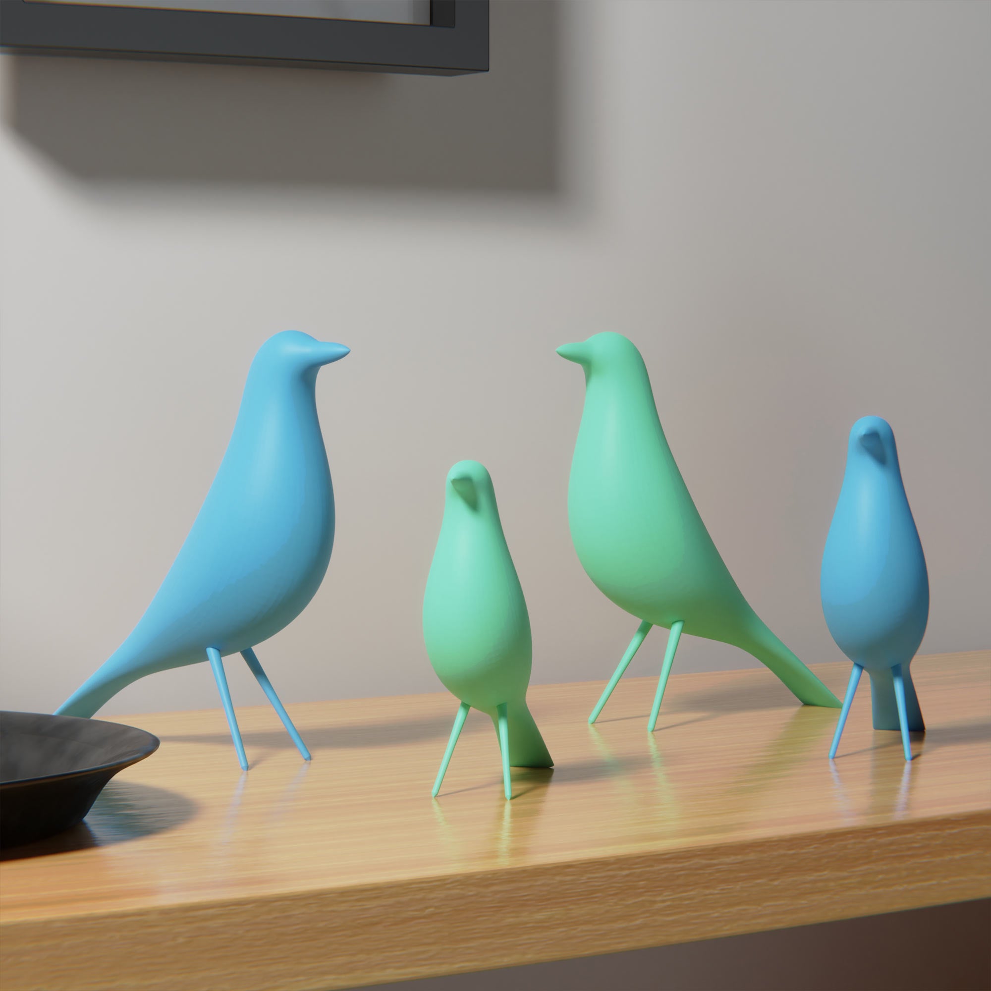 MCM Minimalist Bird Family (Set of 4) Standard