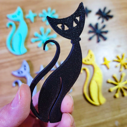 Midcentury Modern Vintage Style Atomic Cat Fridge Magnets