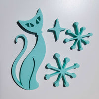 Midcentury Modern Vintage Style Atomic Cat Fridge Magnets