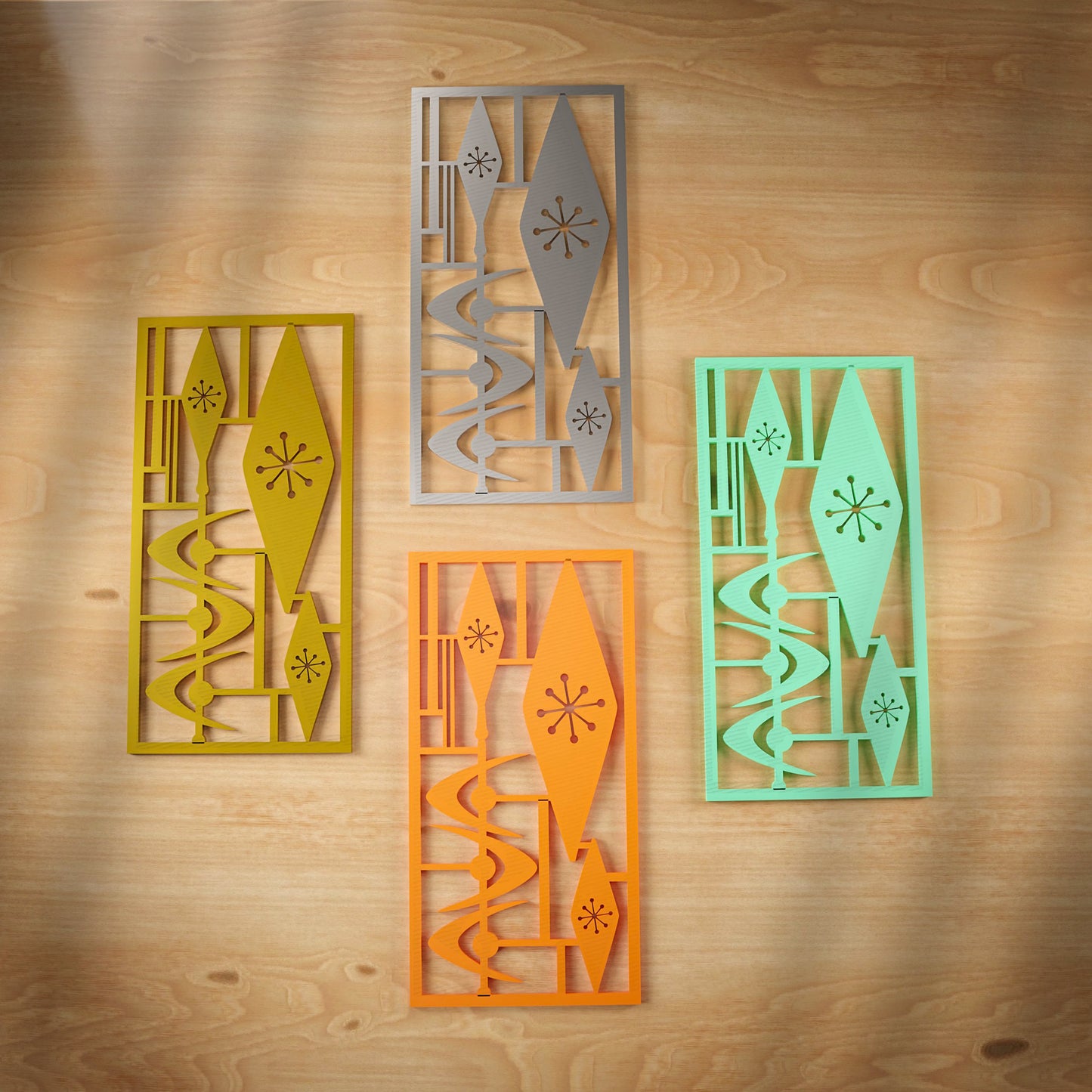 Atomic Triple Diamond Jacks Vintage Style Décor Panels