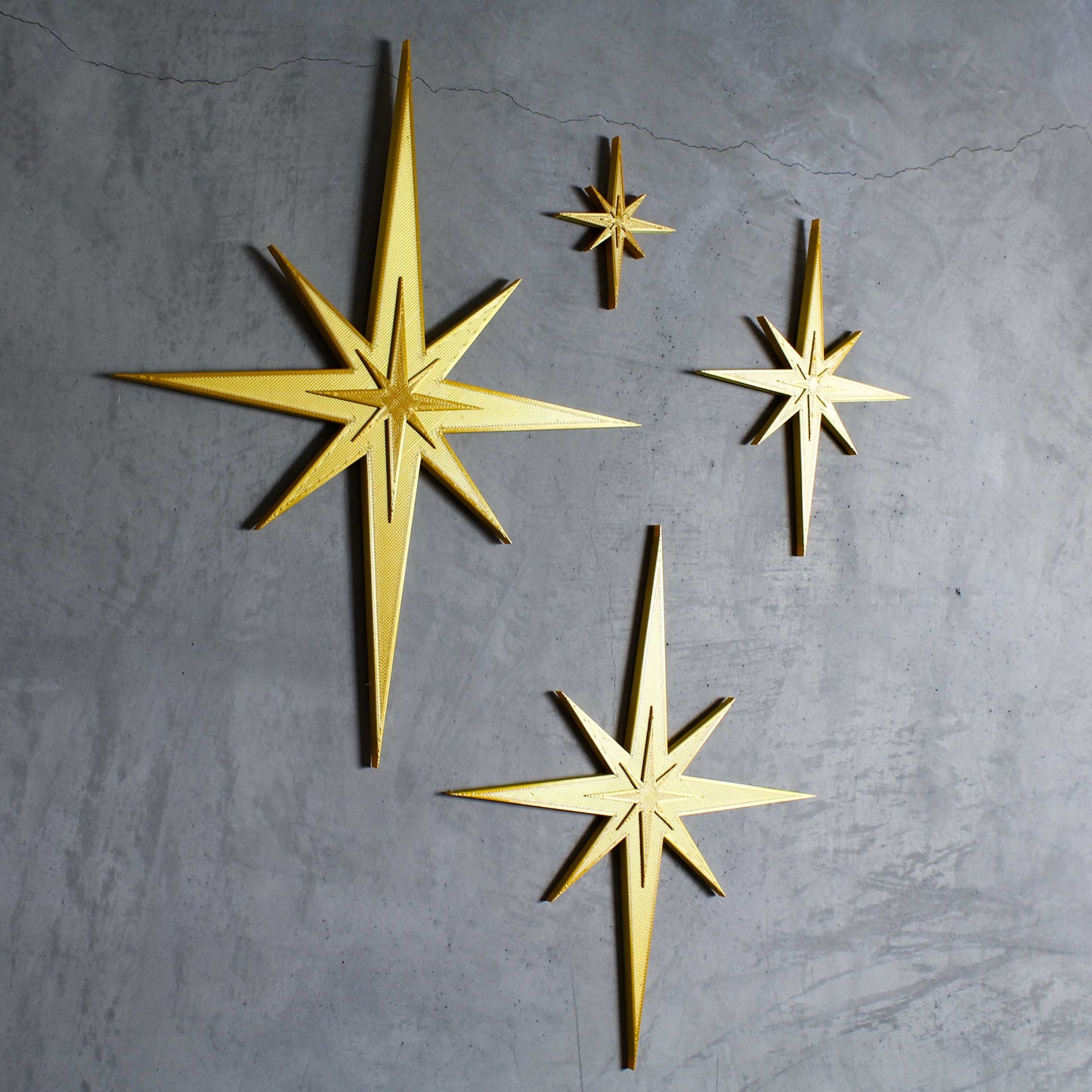 Mid Century Modern Vintage Style Starbursts 4 Piece Set Wall Decor
