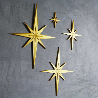 Mid Century Modern Vintage Style Starbursts 4 Piece Set Wall Decor