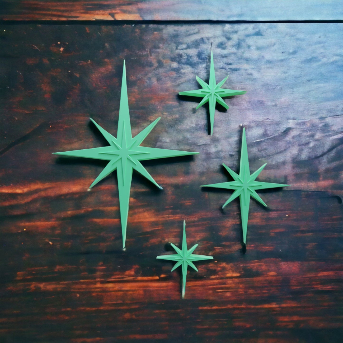 Mid Century Modern Vintage Style Starbursts 4 Piece Set Wall Decor