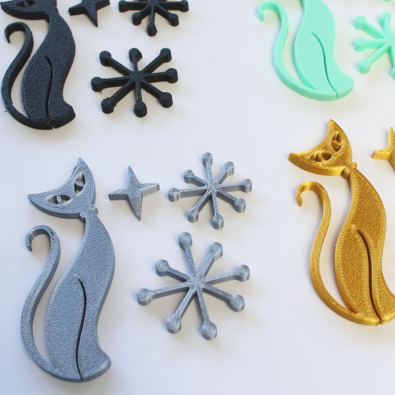Midcentury Modern Vintage Style Atomic Cat Fridge Magnets