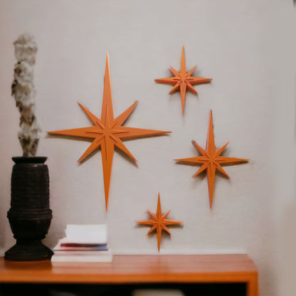 Mid Century Modern Vintage Style Starbursts 4 Piece Set Wall Decor