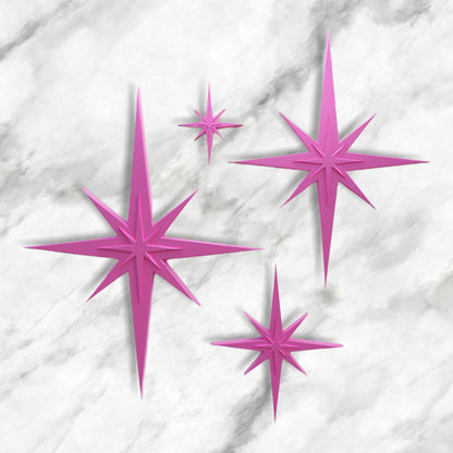 Mid Century Modern Vintage Style Starbursts 4 Piece Set Wall Decor